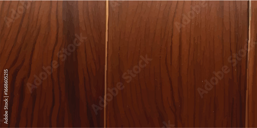 Dark Brown High Gloss Wooden Plank Texture – Polished Reflective Wood Surface with Natural Grain and Classic Retro Interior Background