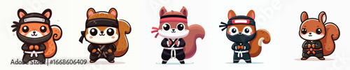 cute squirrel vector in ninja costume