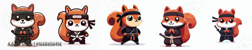 cute squirrel vector in ninja costume
