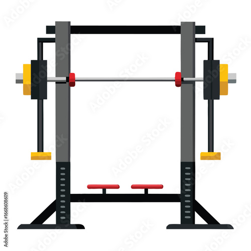 Smith Machine Vector Illustration ? Cartoon, Clipart and Line Art Fitness Design.eps