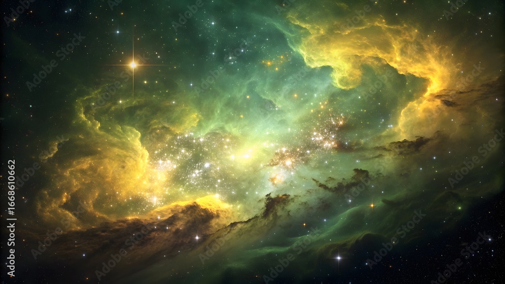 Fototapeta premium Exploring Colourful Nebula Cloud with Stars in Deep Outer Space