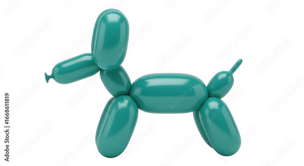 Turquoise balloon dog animal isolated on transparent background