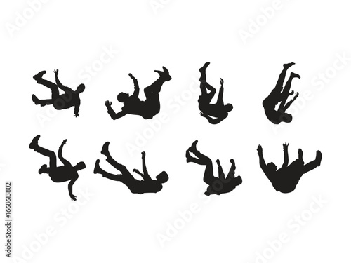 Dynamic silhouettes capture the exhilarating motion of parkour athletes mid-air, showcasing agility and freedom.