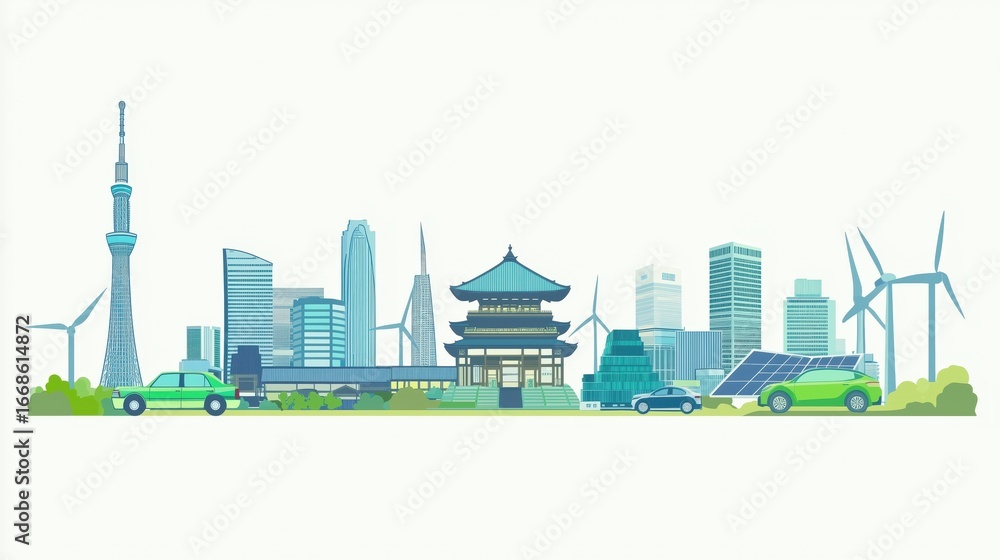 Obraz premium Eco-Friendly City Skyline