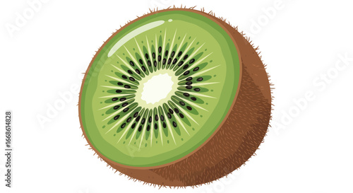 Closeup of a perfectly ripe and sliced kiwi fruit.