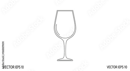 Elegant Wine Glass Illustration A Minimalist Outline Design on White Background