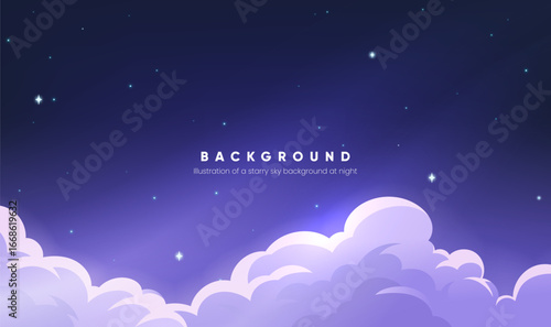 Horizontal background illustration of the starry sky at night