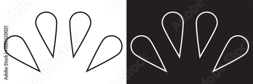 Teardrop outline vector design. Minimalist illustration featuring three teardrop outlines mirrored in negative space, ideal for abstract design and backgrounds. vector illustration