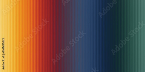 A vibrant gradient of vertical lines transitions smoothly from warm yellow and orange through deep red and blue to a cool green, creating a visually appealing abstract background
