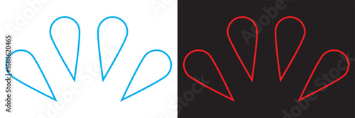 Teardrop outline vector design. Minimalist illustration featuring three teardrop outlines mirrored in negative space, ideal for abstract design and backgrounds. vector illustration