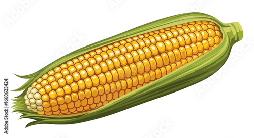 Ripe Yellow Ear of Corn Close Up.