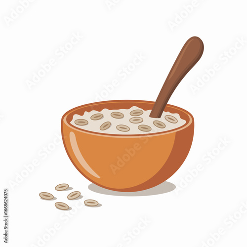 Bowl of Oatmeal with Spoon for Breakfast or Snack Cartoon Illustration Healthy Food Breakfast Cereal for Kids