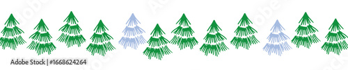 Christmas Tree Border with Winter Forest Decoration