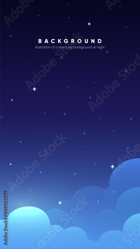 Vertical illustration of a starry night background