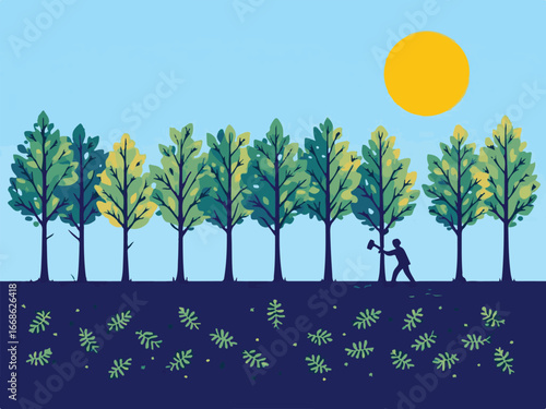 Deforestation – Man Cutting Trees in Forest