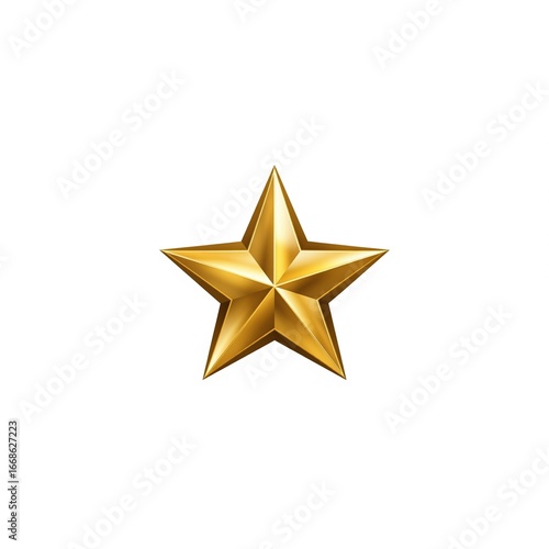 A glossy, golden 3D star, floating in the center of an infinite white void, sharp focus, no shadows, minimalist, vector-style illustration