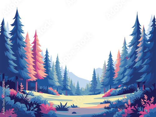 Winter Pine Forest with Cold Atmosphere