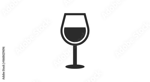 A simple, clean icon representing a glass filled with wine or a similar beverage, perfect for menus or graphic design projects