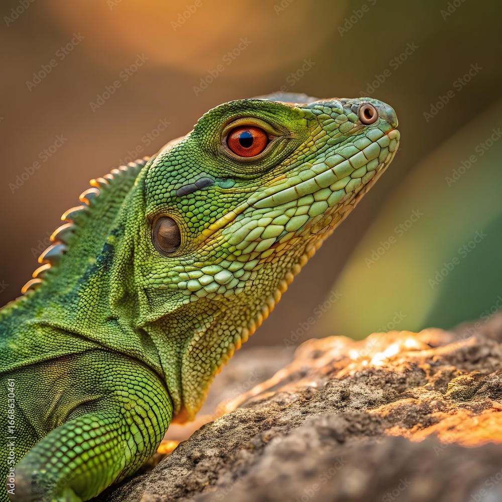 Obraz premium Small Green Iguana Closeup
