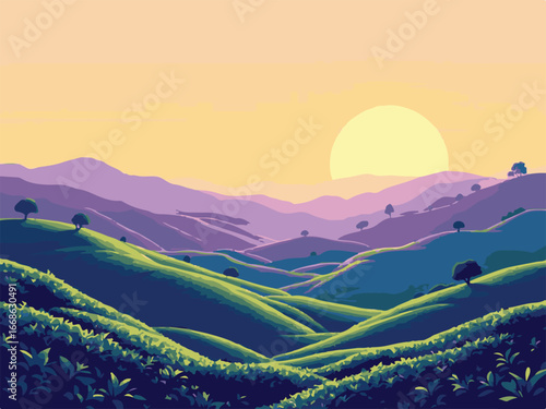 sunset in mountains