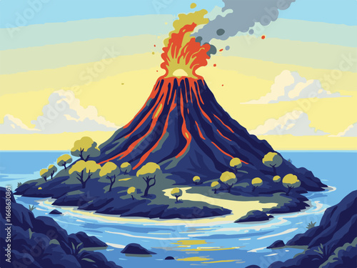 Volcano Eruption Landscape