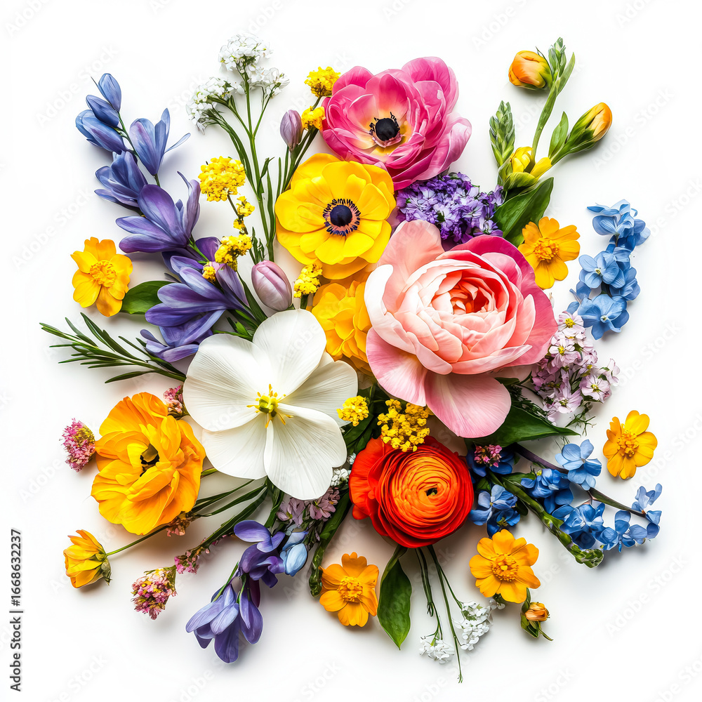Obraz premium Colorful bouquet of flowers with a variety of colors and shapes
