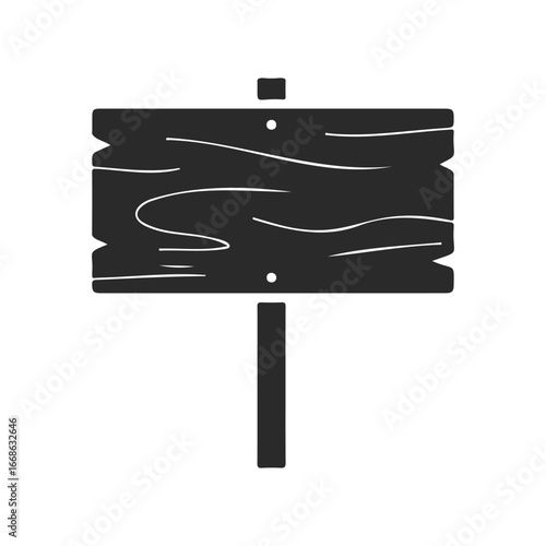 Wooden signboard silhouette with post and grain details