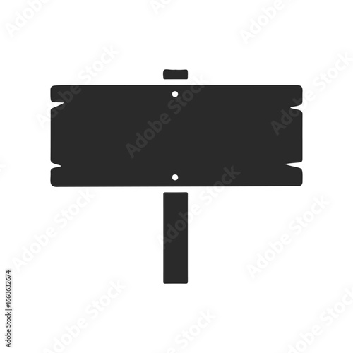 Simple black blank wooden signboard icon on white background