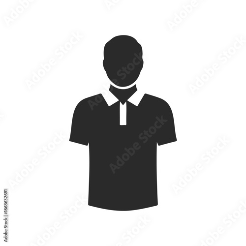 Silhouette of caucasian male adult in polo shirt isolated on white background
