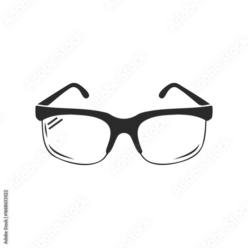 Black rimmed glasses on white background illustration