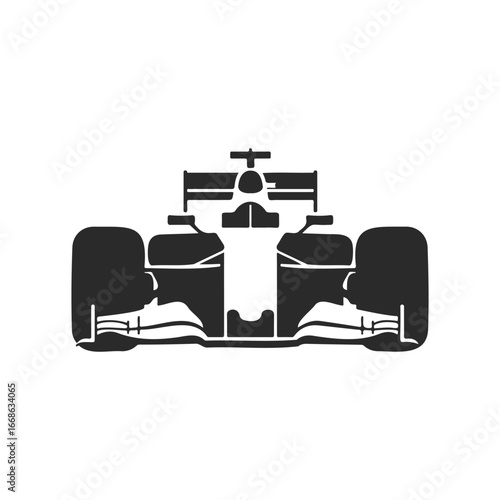 Silhouette of formula 1 race car in black and white design