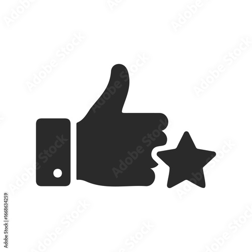 Thumbs up and star icon symbolizing positive feedback and approval