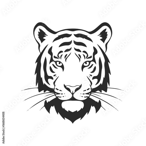 Artistic black and white tiger illustration - bold and striking animal design