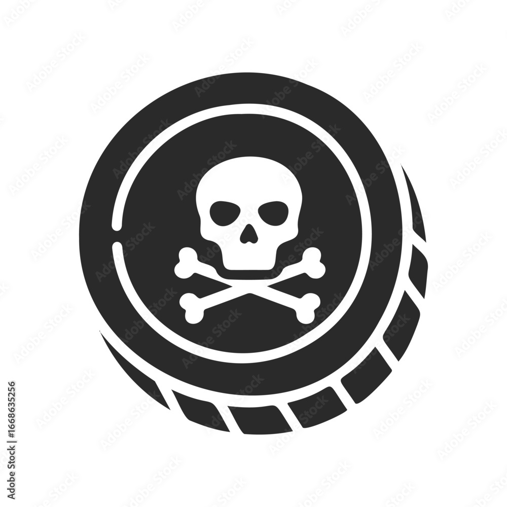 Fototapeta premium Skull and crossbones inside tire icon for hazard warning
