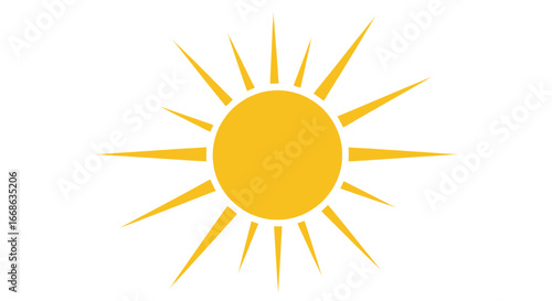 Radiant Yellow Sun with Sharp Rays Symbolizing Warmth and Energy.