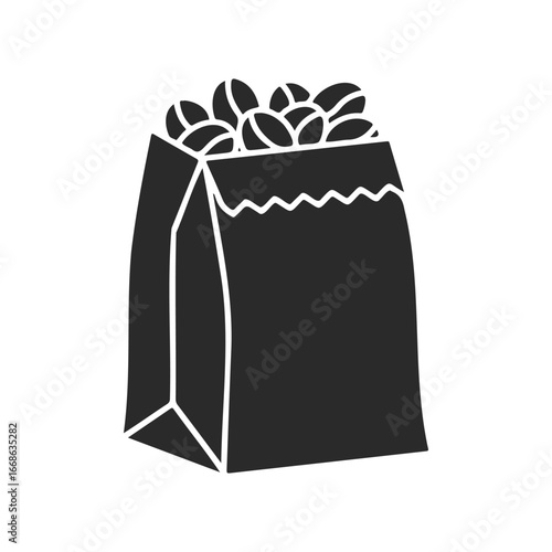 Minimalist icon of a bag filled with coffee beans