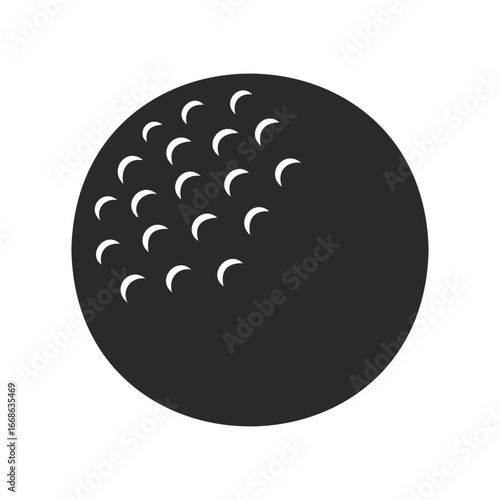 Simple black icon of a moon phase with craters on white background