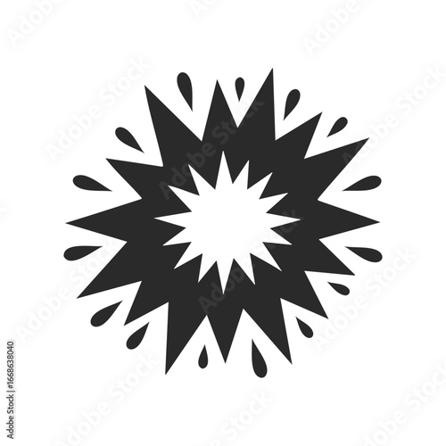 Geometric black starburst pattern with sharp points and teardrop shapes