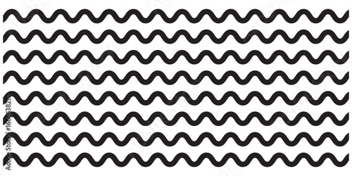 Wave line set. Vector water waves. Wave ornament pattern. Set of wavy zigzag lines. Wave thin line background.