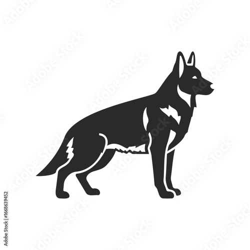 Silhouette of a standing german shepherd dog illustration