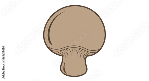 Simple brown mushroom illustration with visible gills.
