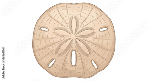 Detailed Sand Dollar with Star Pattern and Oval Holes.