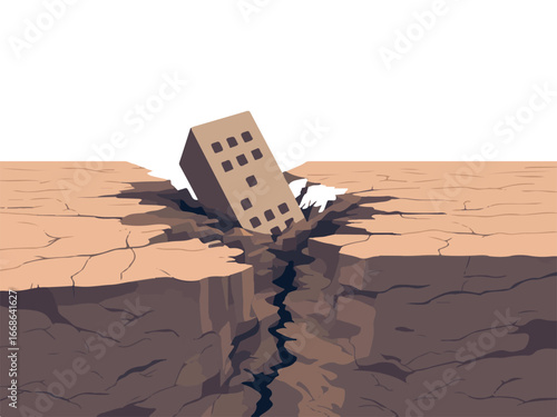 Collapsed Building in Earthquake Destruction - 
Natural Disaster