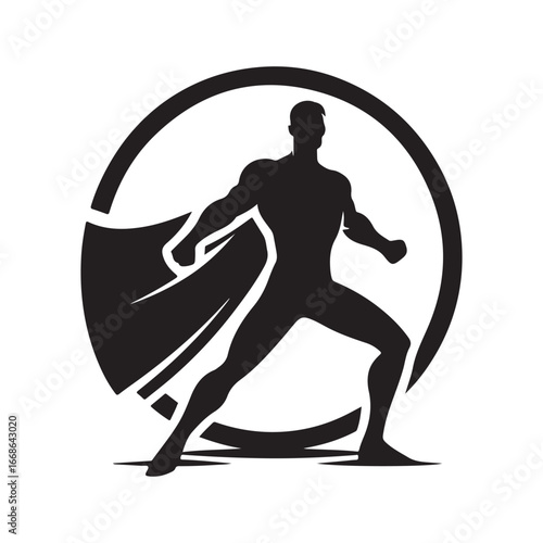 superhero pose vector silhouette clip art logo design illustration. superhero city sports icon collections.
