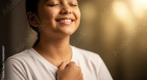 Child's Joyful Tears in Soft Lighting