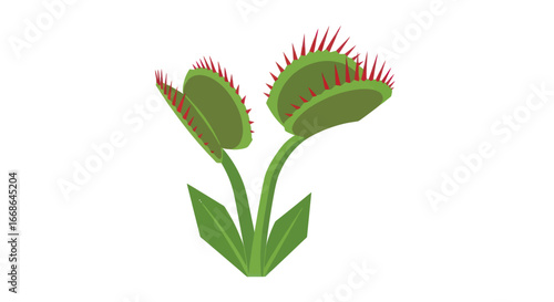 Vibrant Green Venus Flytrap Carnivorous Plant Illustration.