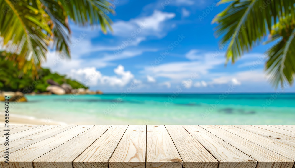 Fototapeta premium Caribbean Beach with Palm Trees 