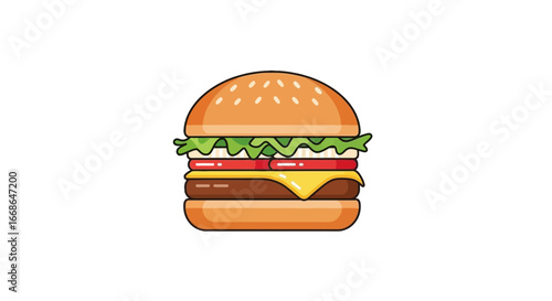Delicious Cheeseburger Illustration A Simple, Pixel-Art Design