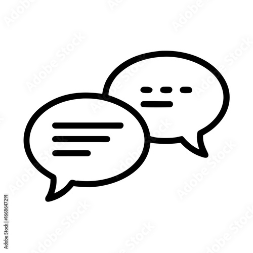 Two speech bubbles overlapping each other with horizontal lines inside on a white background vector image