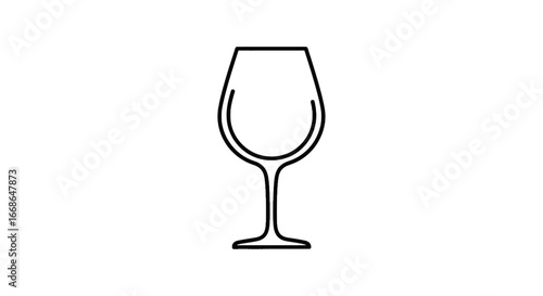 A simple black and white line drawing of a wine glass on a white background, perfect for use in menus, recipes, or wine-related content